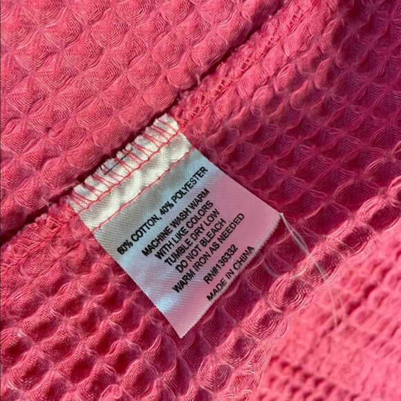 Pink Waffle cotton mix Bathrobe - Picture 5 of 11